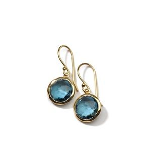 Ippolita LOLLIPOP Single Drop Earrings in London Blue Topaz + 18K Gold